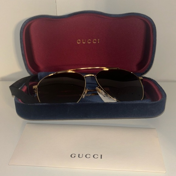 COPY - NEW GUCCI 59MM PILOT AVIATOR SUNGLASSES ($435 MSRP) - Picture 1 of 5